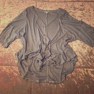 Tie front button blouse